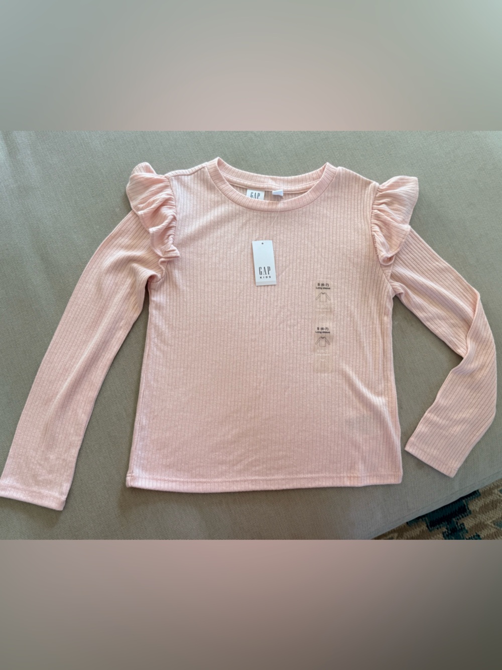 NWT GAP Kids Light Pink Ribbed Crewneck Top